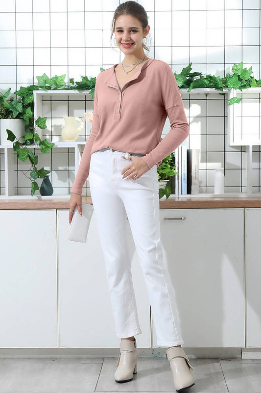 CWTTL1004_SOLID BUTTON DOWN LONG SLEEVE TUNIC LOOSE FIT TOP