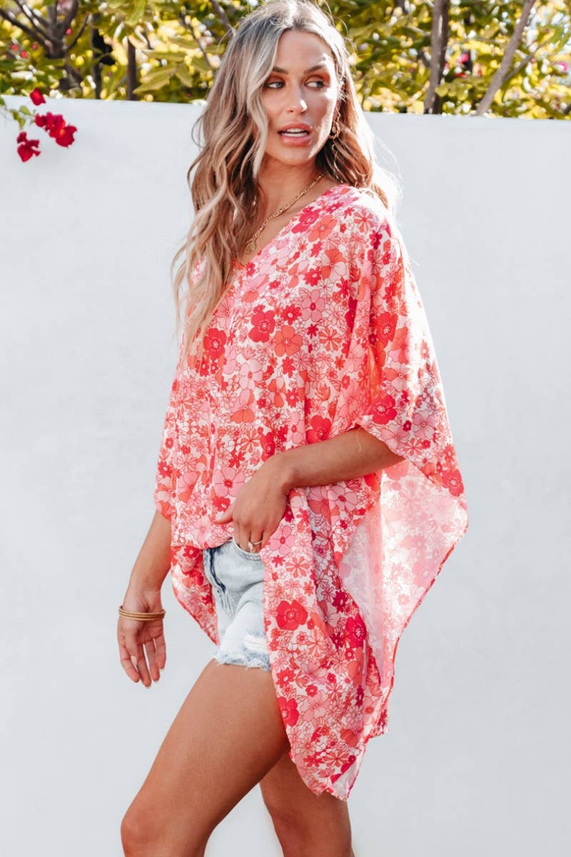 CWTBLL1159_V-NECK MID-LONG SLEEVE FLORAL PRINT TOP