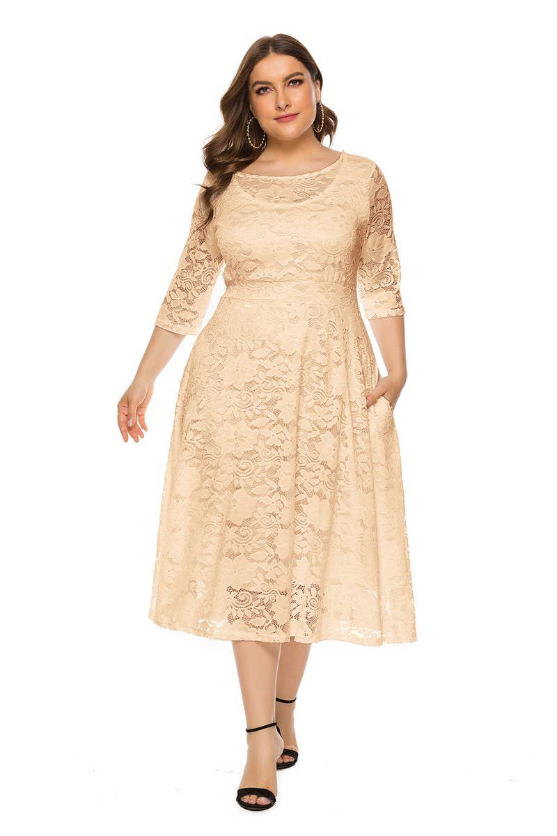 CWDMD3207_PLUS SIZE LACE POCKET EVENING GOWN DRESS