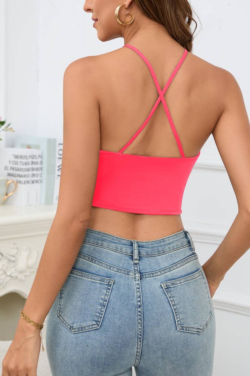 CWTTK00283_SOLID COLOR CUTOUT CROP STRAP TOP