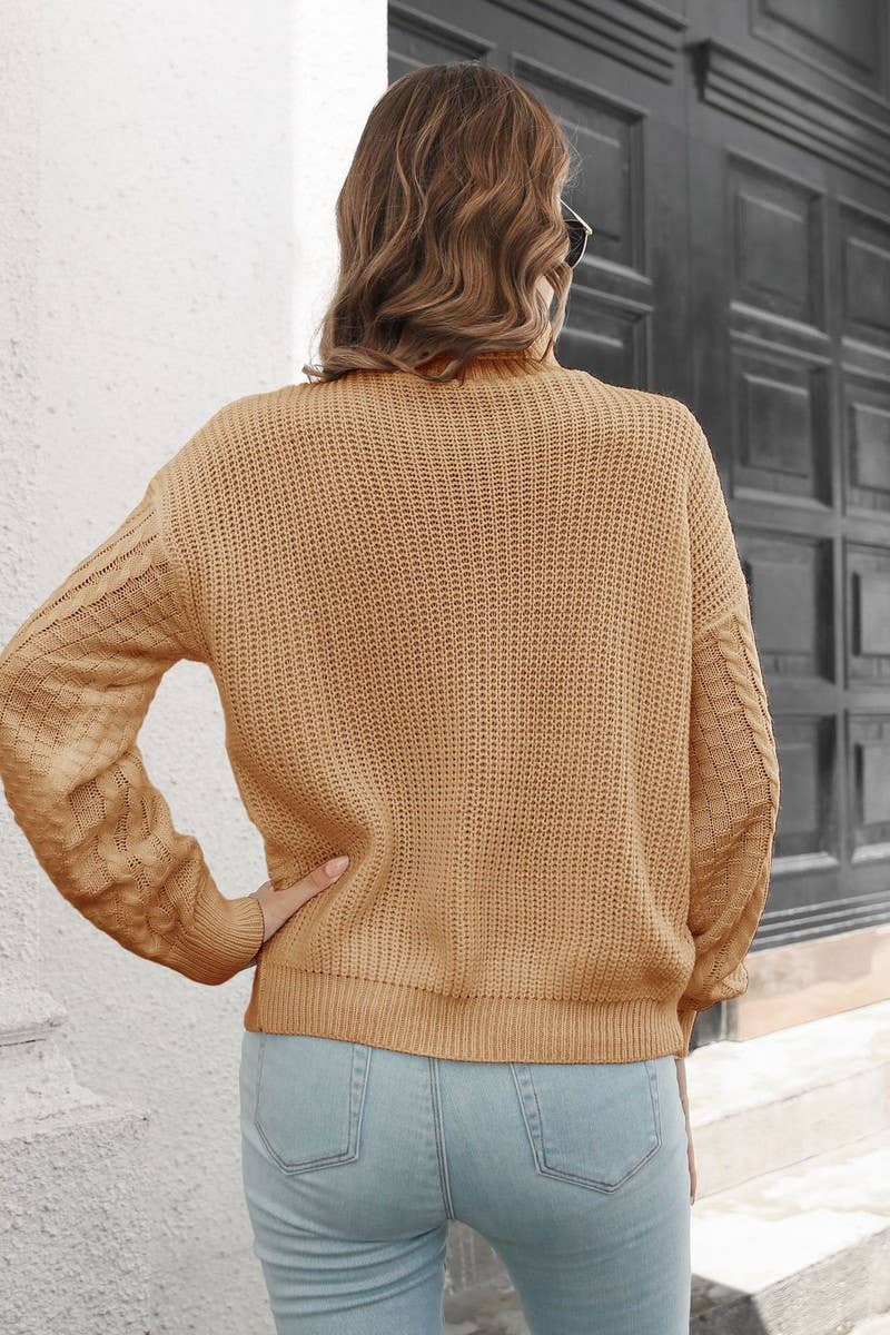 CWOSWL4142_SOLID COLOR CABLE KNIT TURTLENECK SWEATER