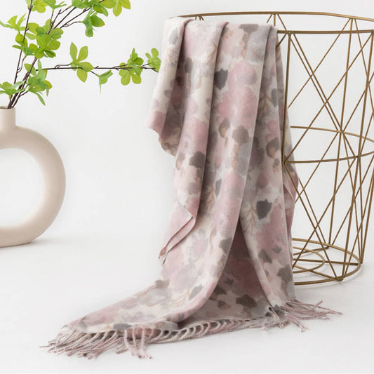 Floral Faux Cashmere Scarf??Soft Warm Tassel Shawl