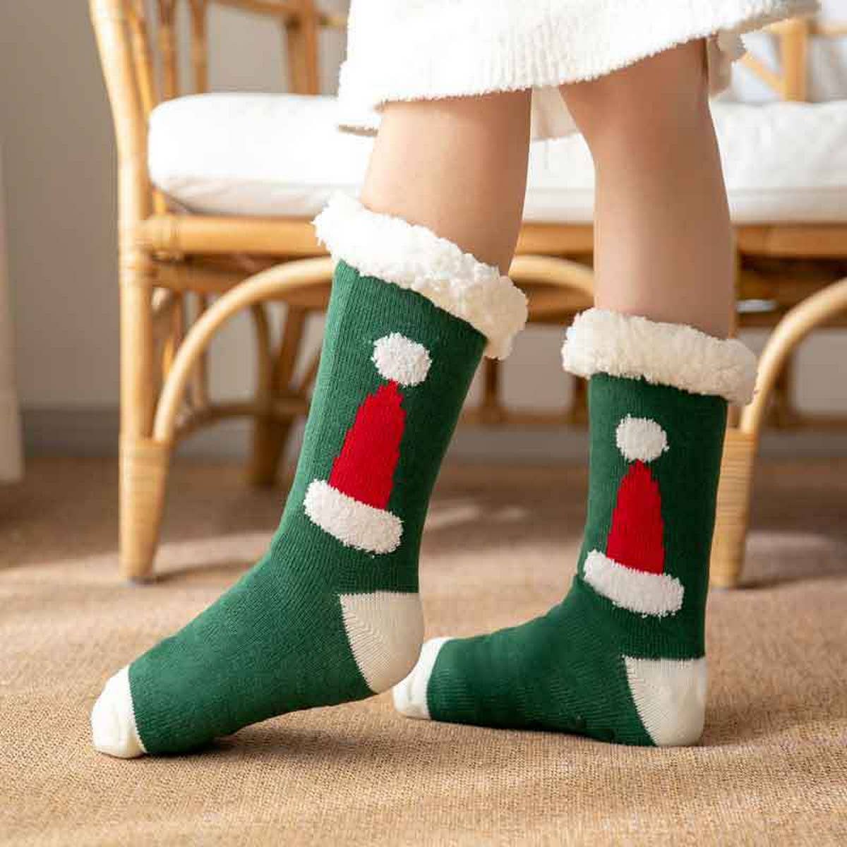 SANTA HAT FUZZY INDOOR SLIPPER SHOES