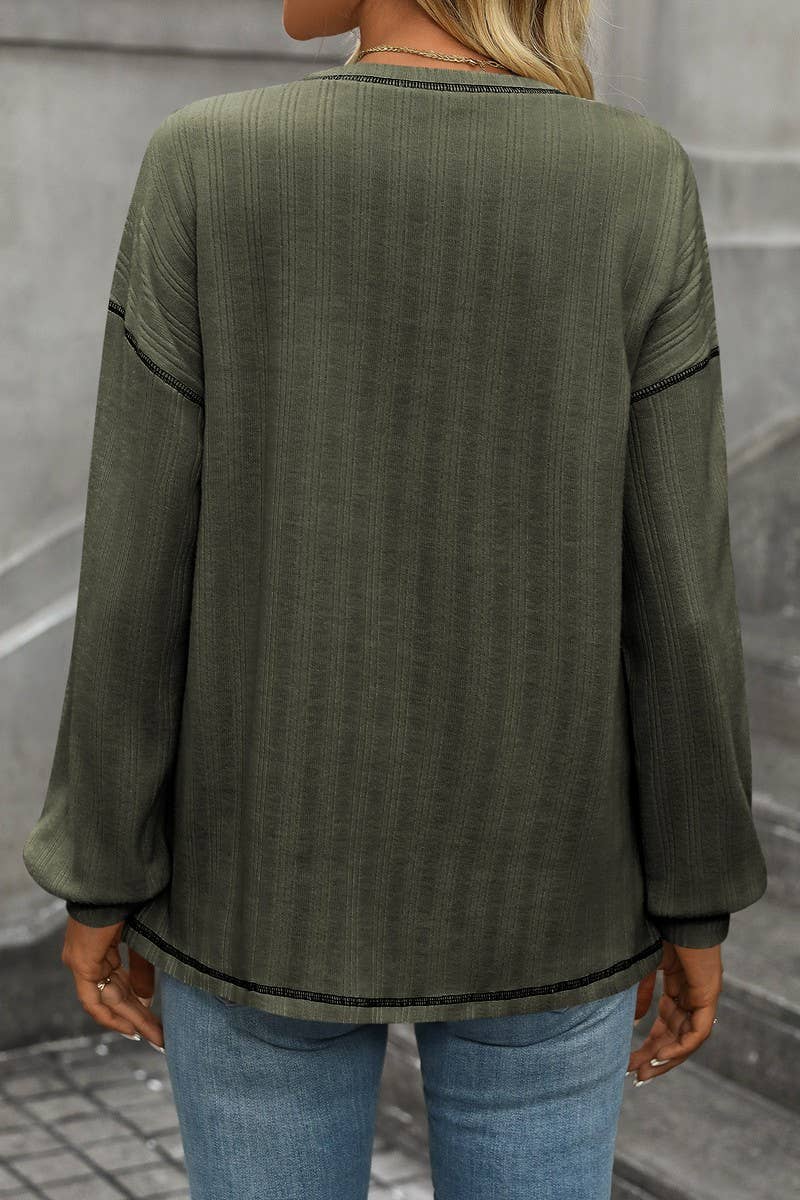 CWOSWL6851_SOLID COLOR ROUND NECK CASUAL LOOSE T-SHIRT