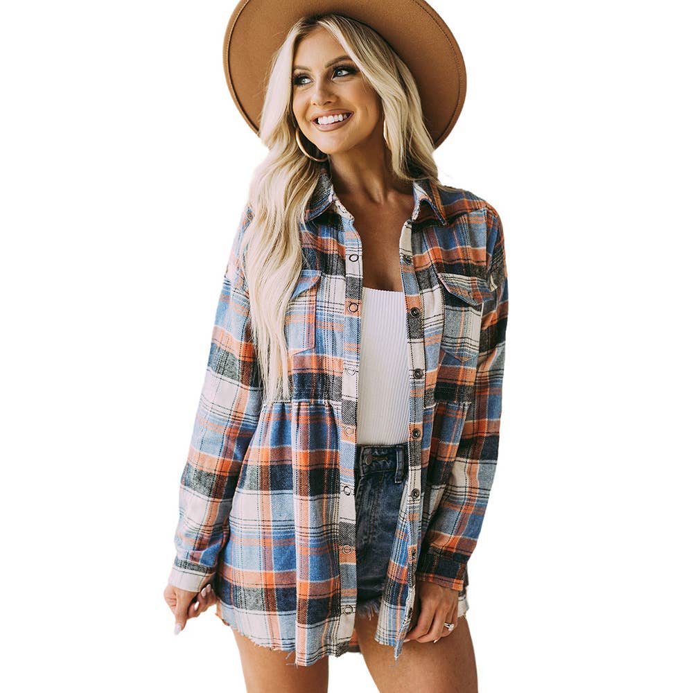 CASUAL LONG-SLEEVED COAT WITH CONTRASTING LAPELS