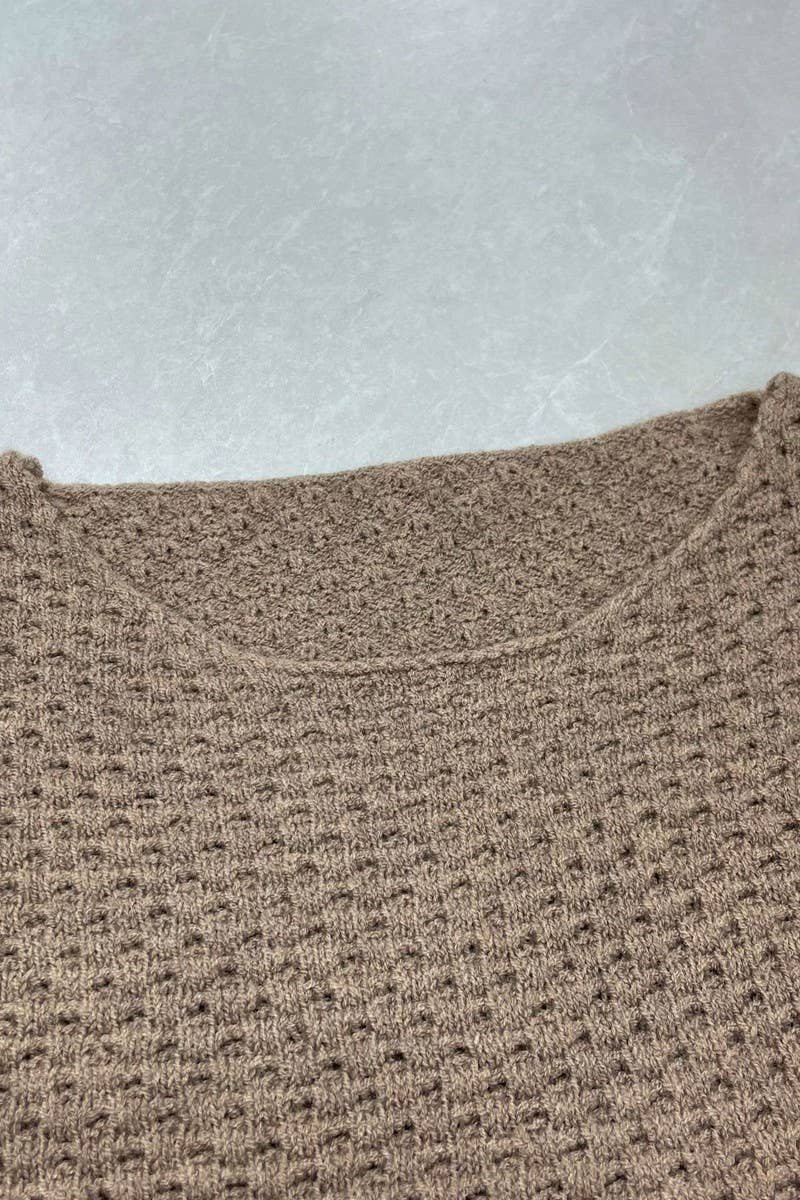 CWDSD10881_CASUAL LOOSE LANTERN SLEEVE KNIT DRESS