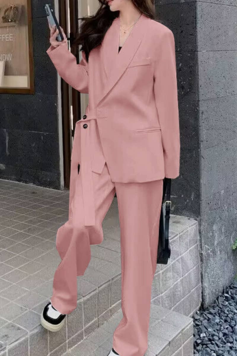 CWSS1047_FASHION DESIGN SENSE LACE-UP PANTSUIT