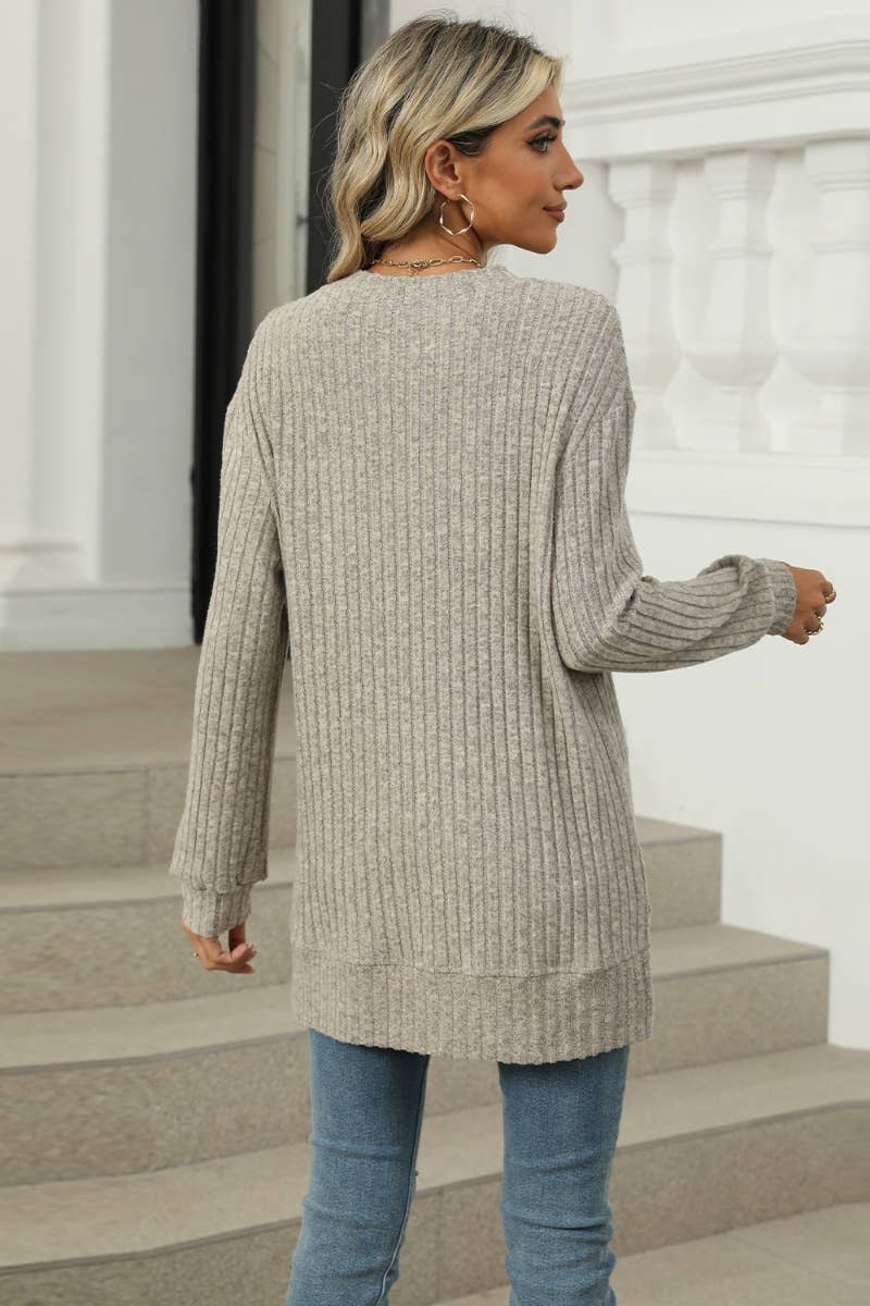 CWOSWL6608_WINTER POCKET CREW NECK LONG-SLEEVED SWEATER