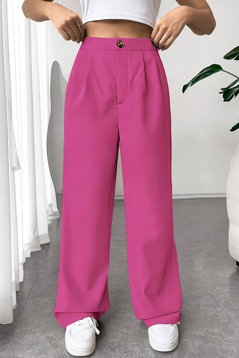 CWBLP1117_SOLID COLOR SUIT STRAIGHT WIDE-LEG PANTS
