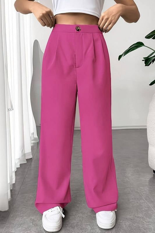 CWBLP1117_SOLID COLOR SUIT STRAIGHT WIDE-LEG PANTS