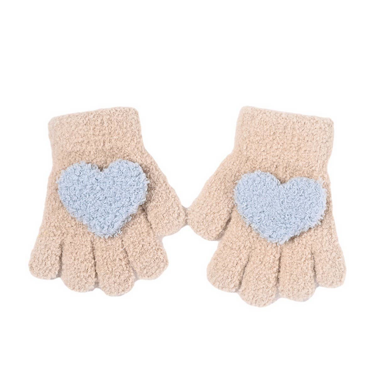 CWAG0279_FIVE-FINGER HEART KNITTED CHILDREN'S GLOVES