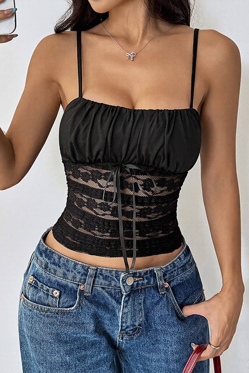 CWTTK0965_SEXY SLIM FIT LACE TRIM SOLID CAMI CROP TOP