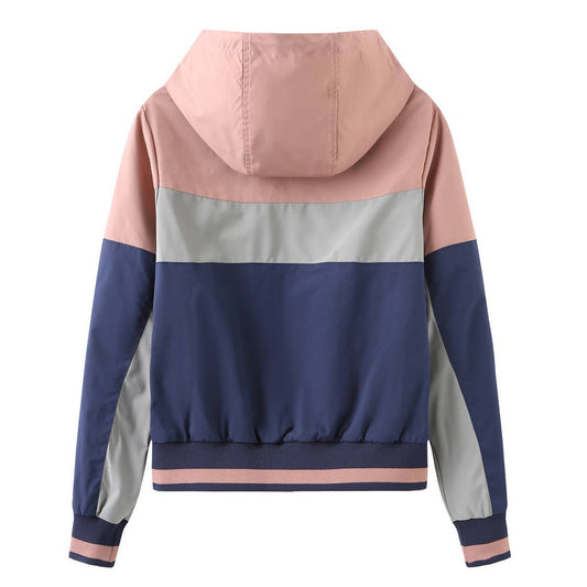 COLOR-INSERTED LONG-SLEEVED DRAWSTRING JACKET