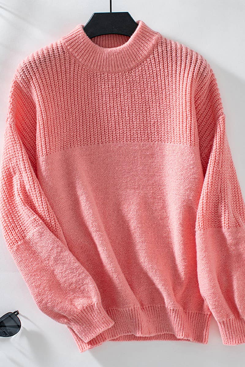 CWOSWL2875_HALF TURTLENECK PULLOVER KNITTED SWEATER