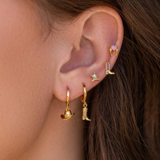 Cowboy boots hat pendant earrings