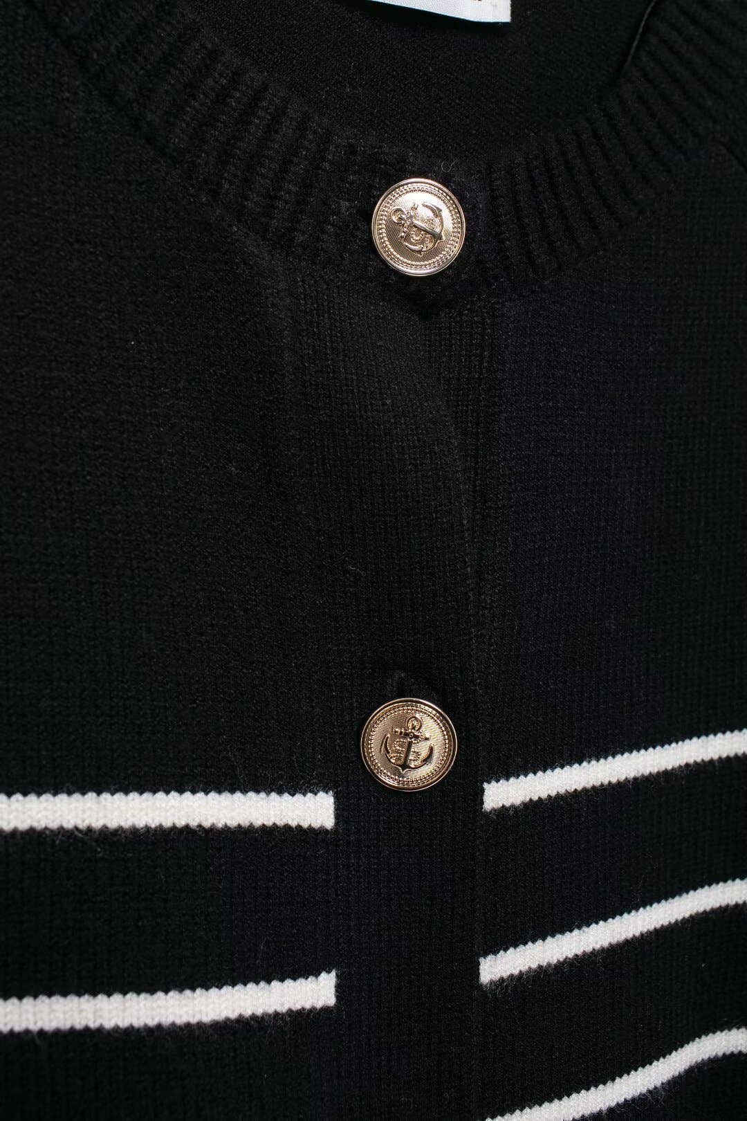 CONTRASTING SINGLE BREASTED CREW-NECK CARDIGAN