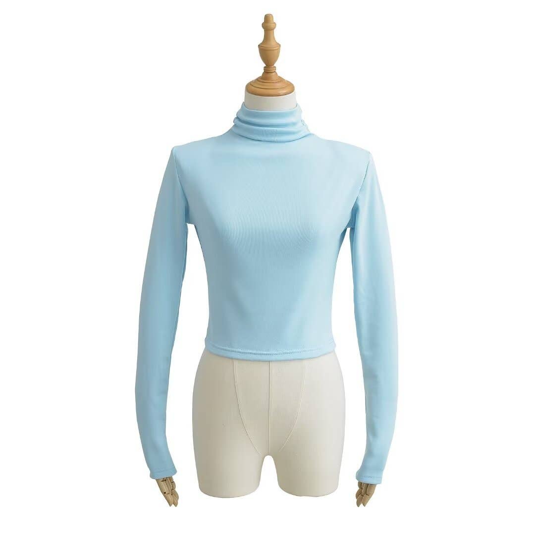 CASUAL SHOULDER PAD SHORT VELVET TURTLENECK BASE