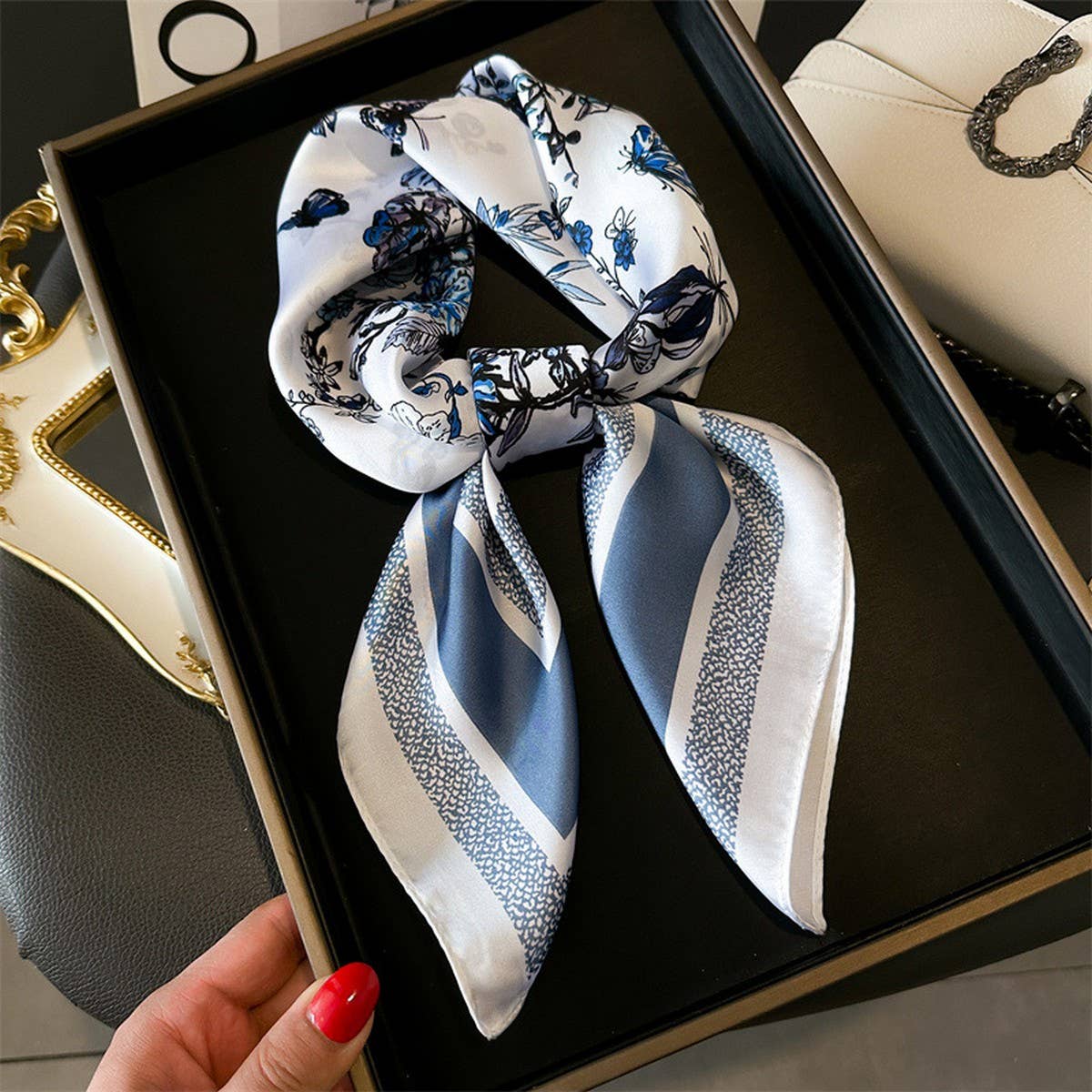 Silky Butterfly Print Scarf ? Hair & Neck Accessor