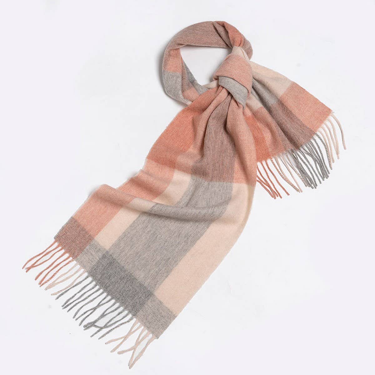 Blue Check Wool Scarf Winter Warmth Unisex Shawl_CWASC2308