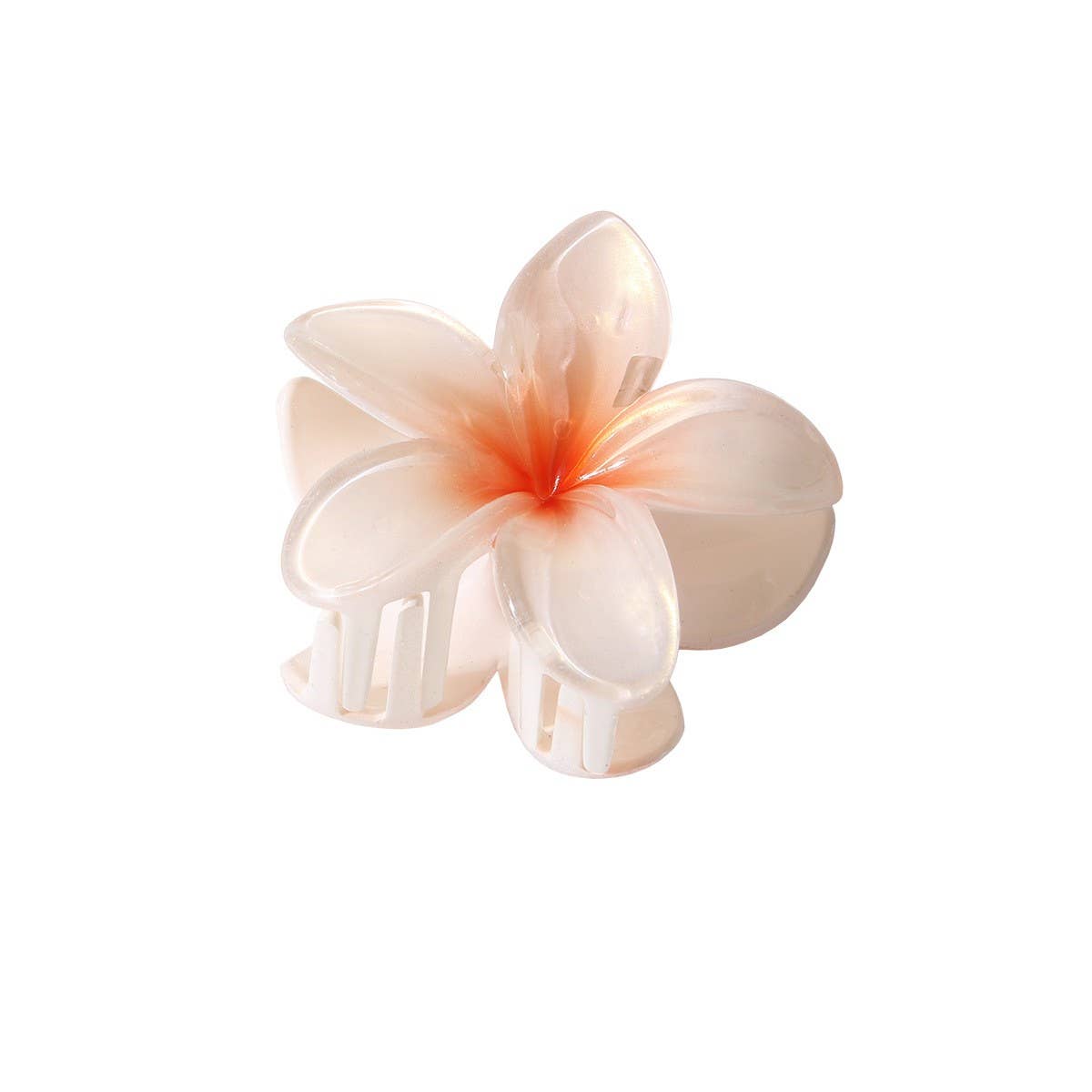 CWAHA07429_PEARL GRADIENT PLUMERIA HAIR CLAW CLIP LARGE