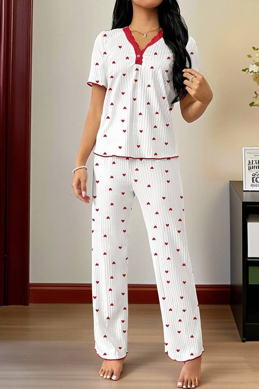 CWSPJ00483_PRINTED SHORT SLEEVE TOP AND PANTS LOUNGEWEAR