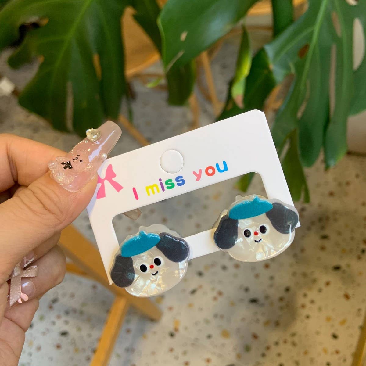 CWAHA4457_GIRL PUPPY BEAR CUTE CARTOON HAIRPIN