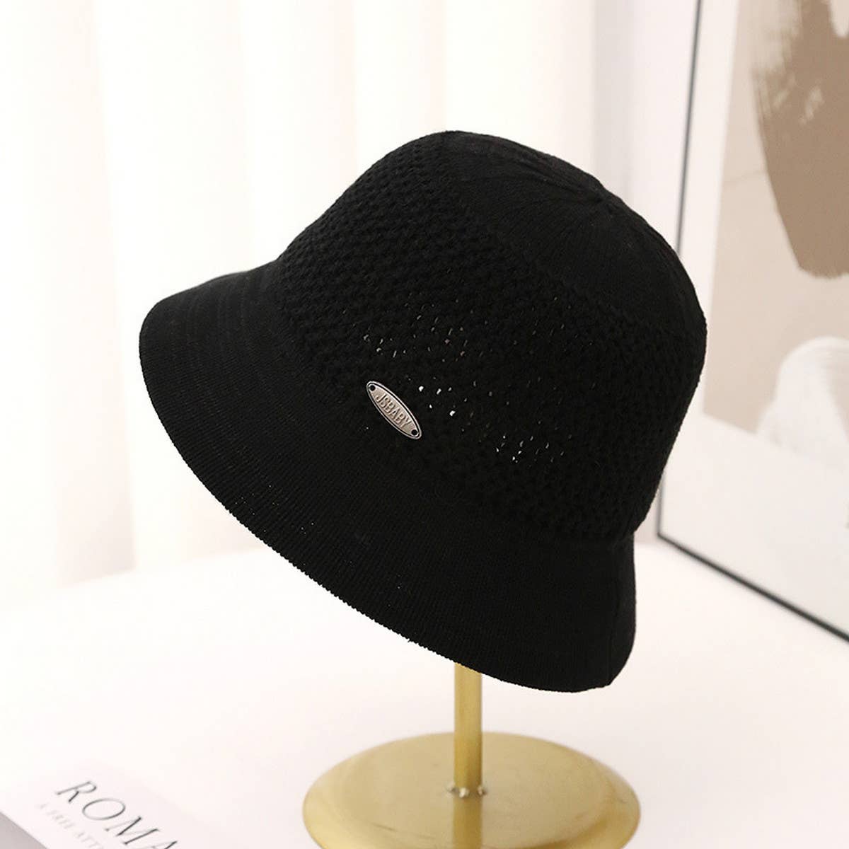 HOLLOW BREATHABLE CASUAL KNITTED BUCKET HAT_CWAB2842