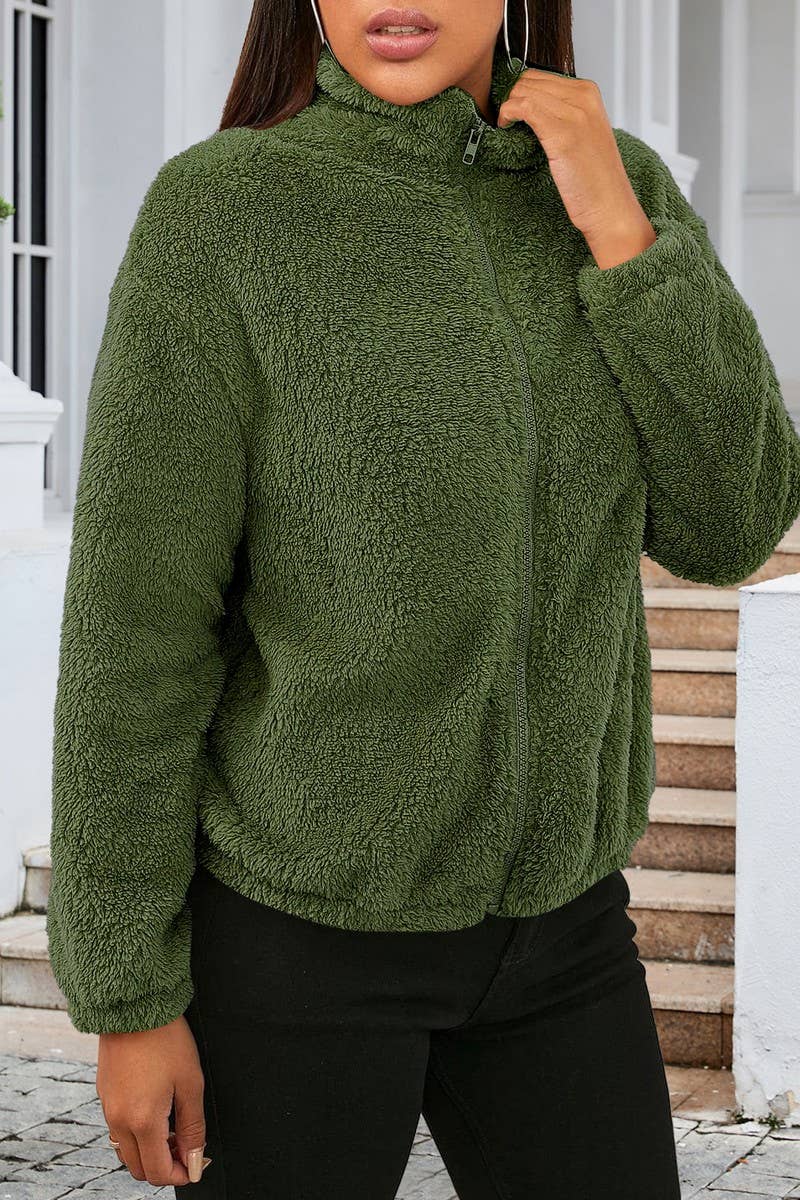 CWOCO0333_LONG-SLEEVED PLUSH LOOSE WARM CARDIGAN