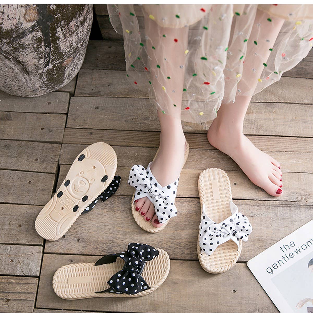 BOW DECORATED NON-SLIP SLIPPERS FOR WOMENS_CWSHS0675