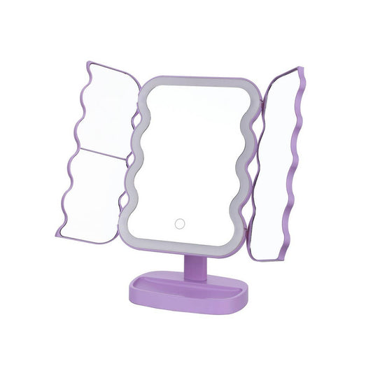 THREE-WAY LED MAKEUP MIRROR WITH WAVE SHAPE