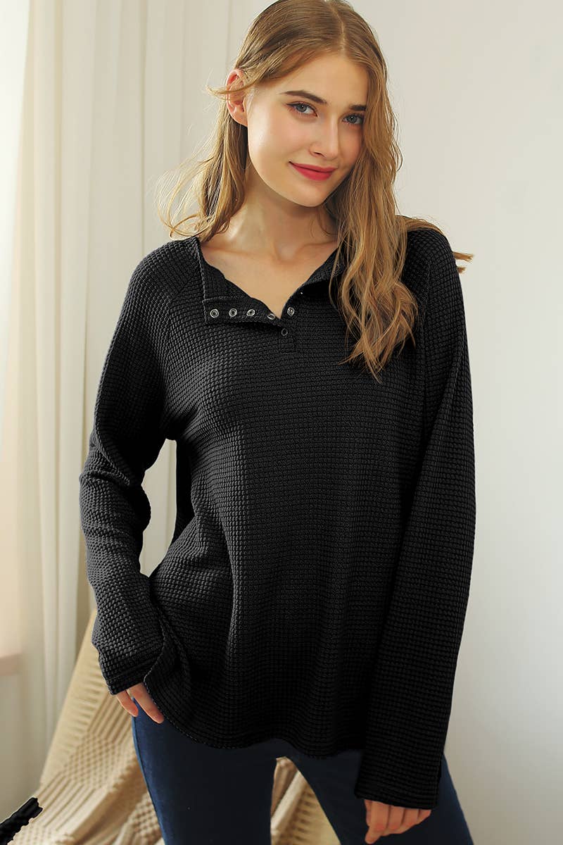 CWTTL1442_Round Neck Long Sleeved Top