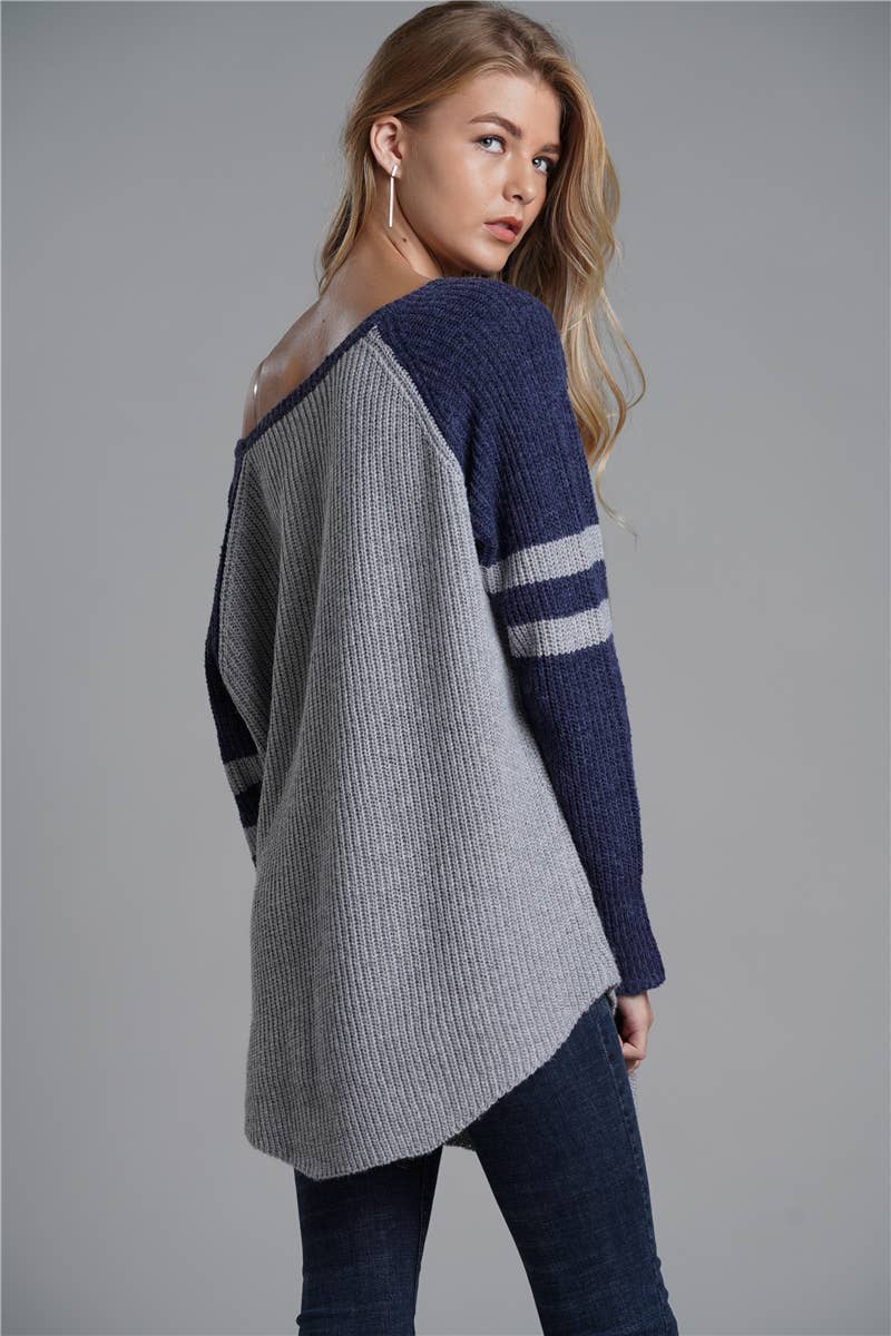 ALL-IN-ONE LONG LOOSE SOLID PULLOVER SWEATER