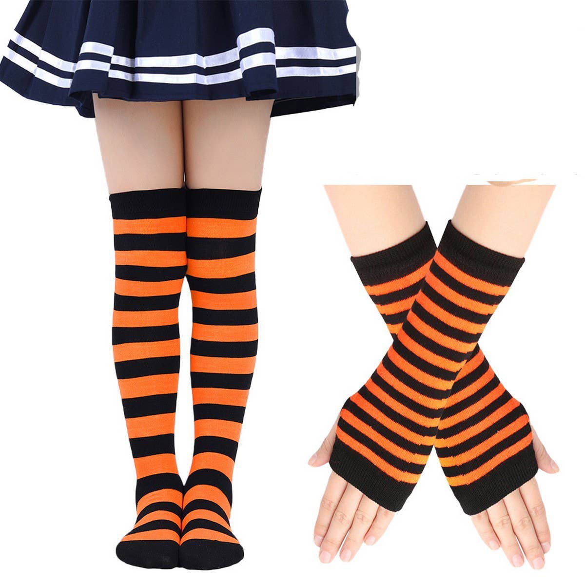 CWMM10061_KIDS KNIT STRIPED ARM & LEG WARMERS SET