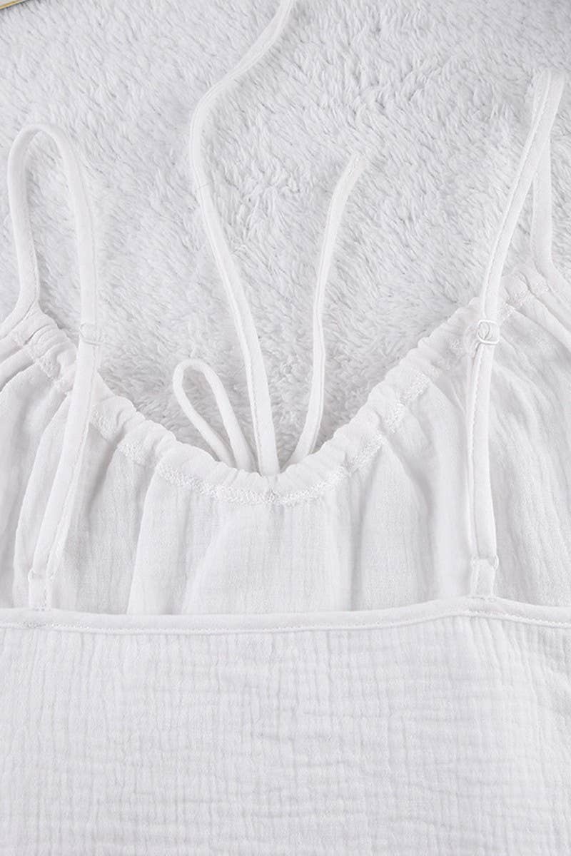 CWSPJ0050_SOLID COLOR COTTON HALTER  SHORTS PAJAMA SET