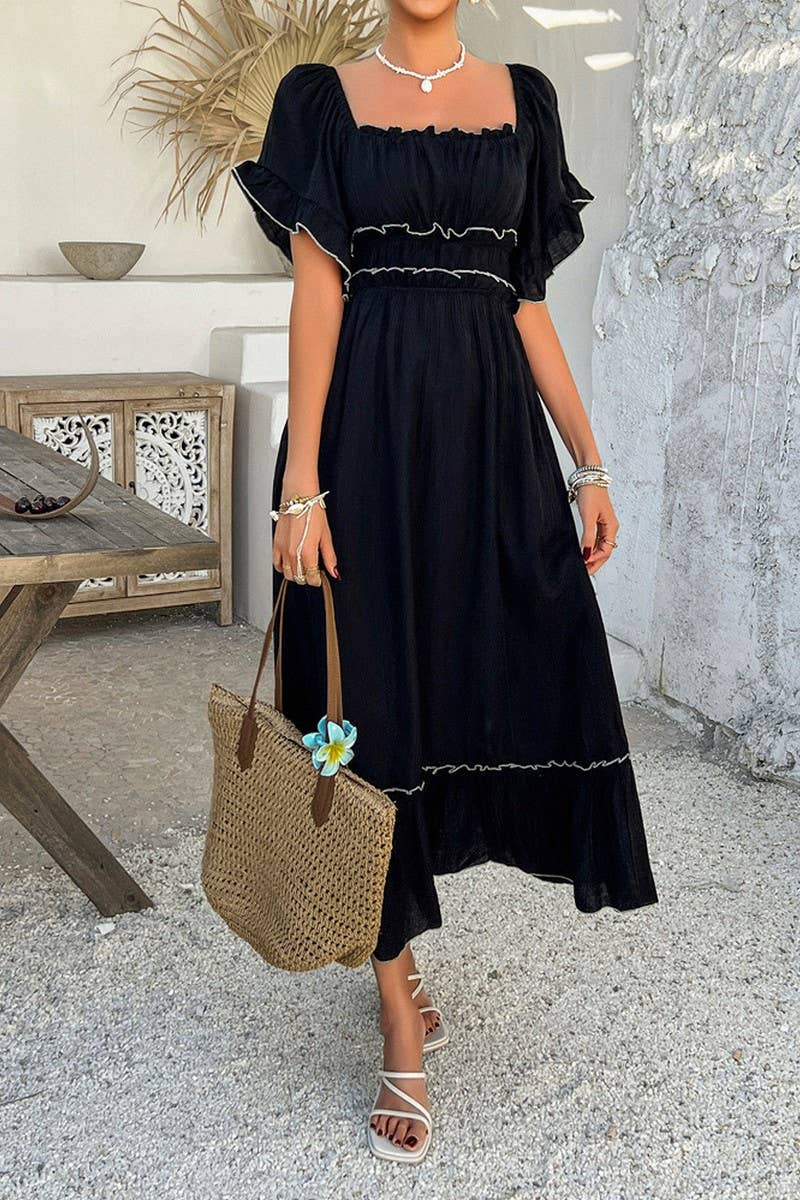 CWDMD5355_SUMMER BOHEMIAN CASUAL HOLIDAY CONTRAST DRESS