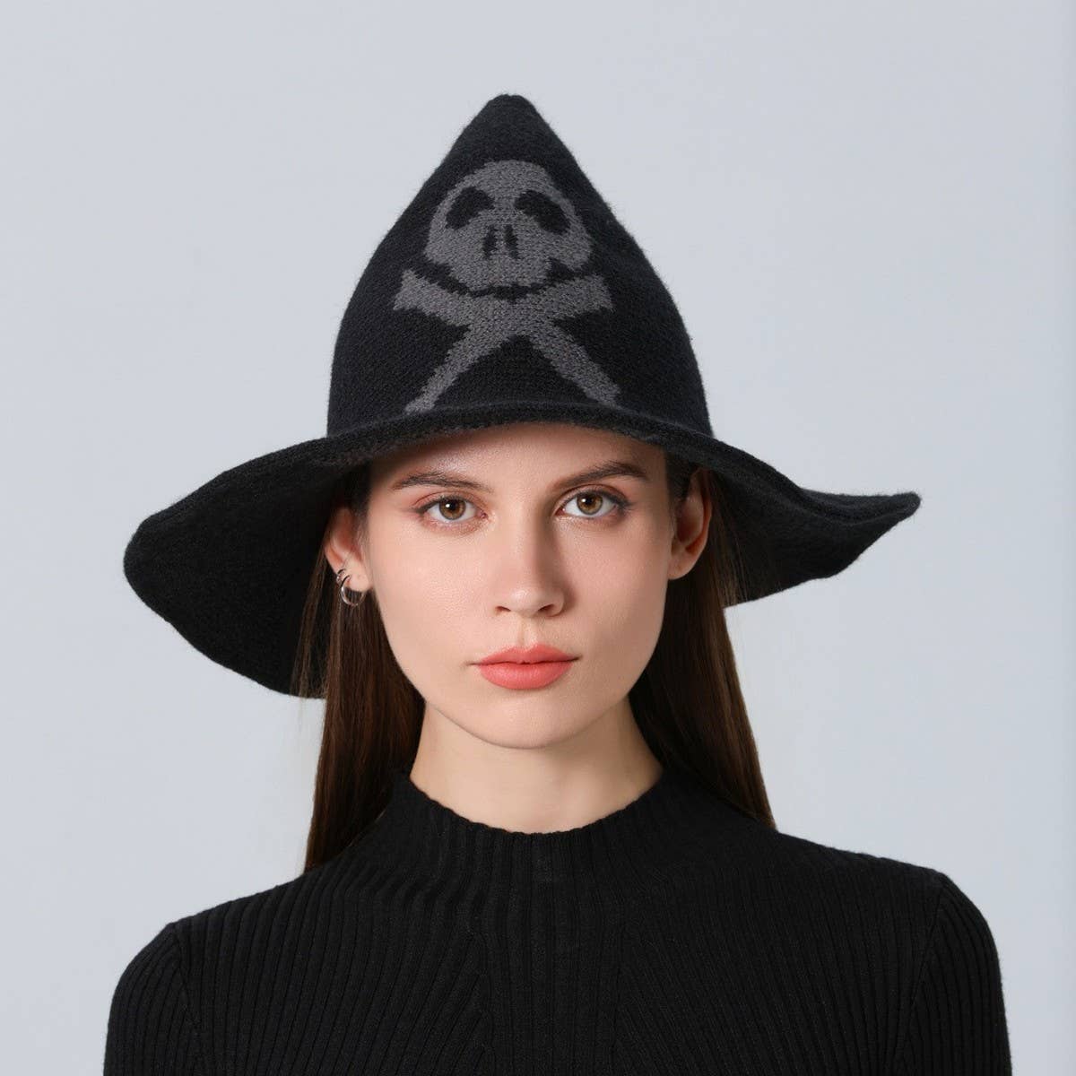CWAH1681_Halloween Skull Knitted Wizard Hat