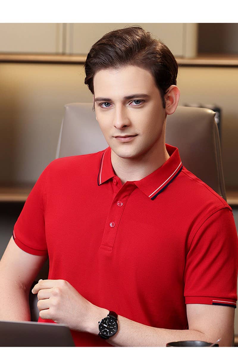 EASY CARE SOLID COLOR POLO SHIRT OFFICE VACATIONCWTBLS02454