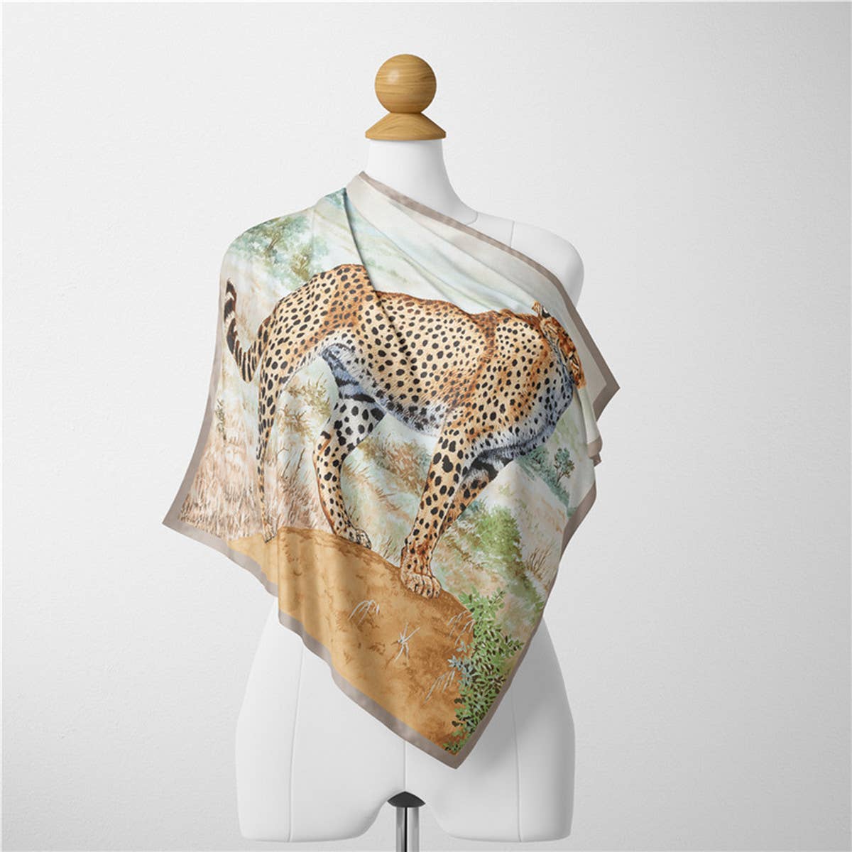 Cheetah Print Scarf - Fashion Square Wrap_CWASC0649