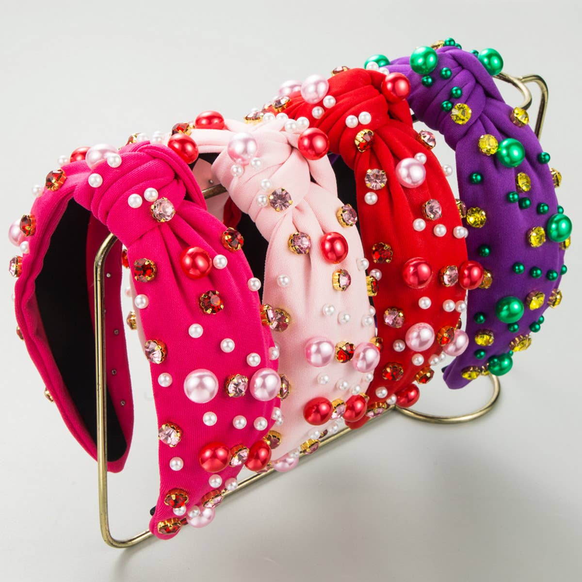 NEW STYLE KNOTTED DIAMOND AND PEARL HEADBAND_CWAHA0814