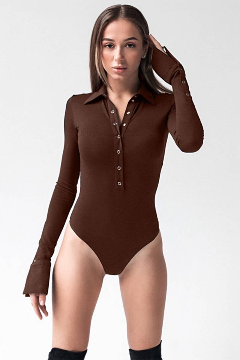 CWSBSL0152_SLIM FIT LONG SLEEVE PLUSH LAPEL BODYSUIT