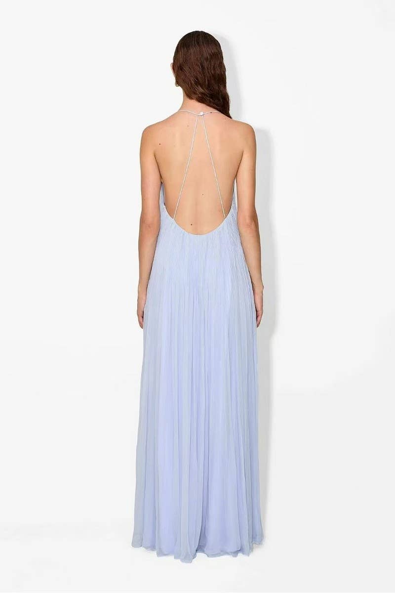 CWDMD6042_PLEATED SPAGHETTI STRAP SEXY FORMAL MAXI DRESS
