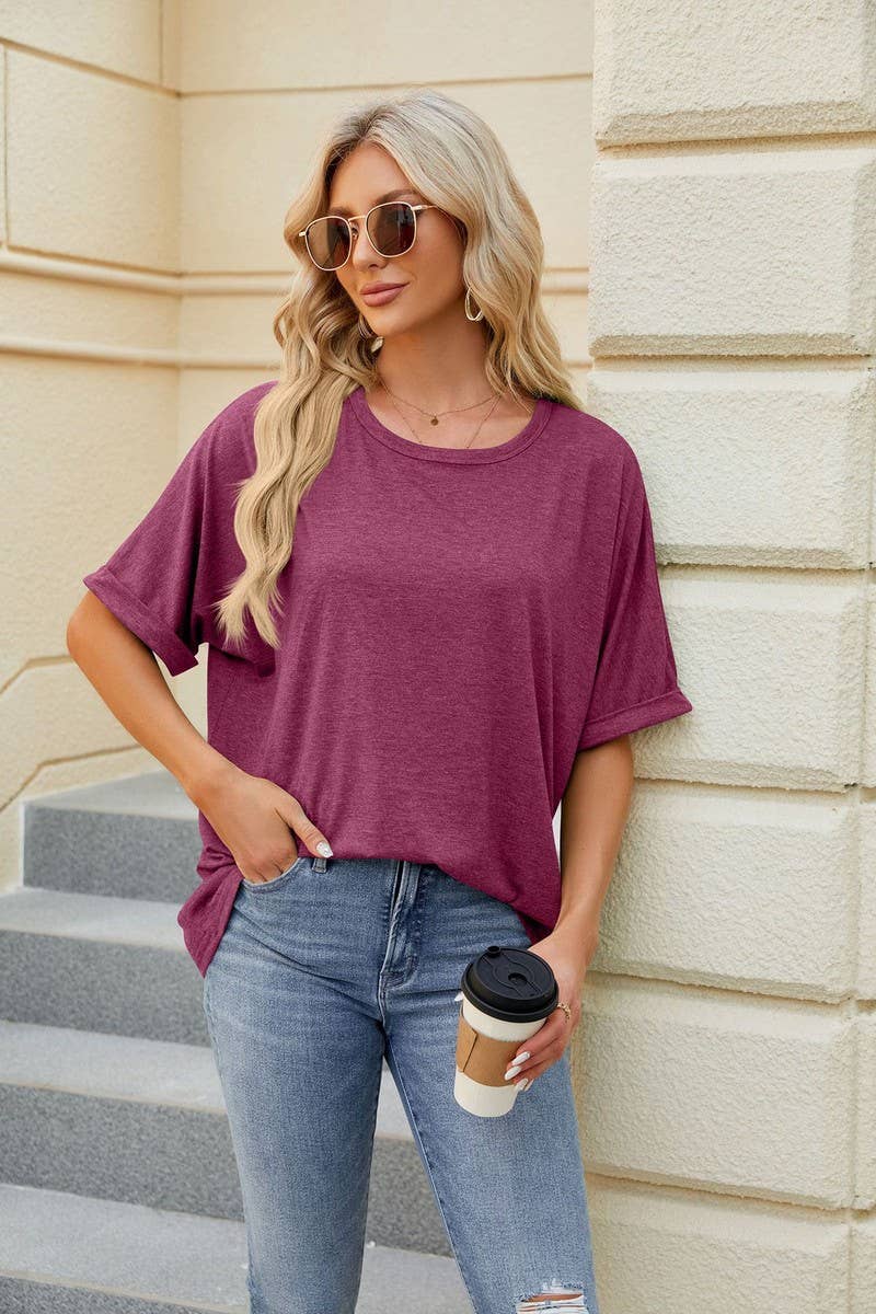 CWTTS0816_Round Neck Short Sleeve Knit Top