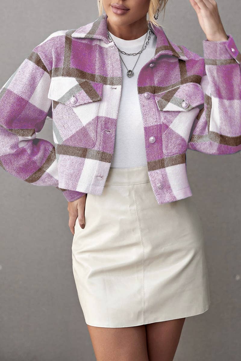 CWTSTL2089_WINTER PLAID SHIRT WITH LONG SLEEVES SHORT STYLE