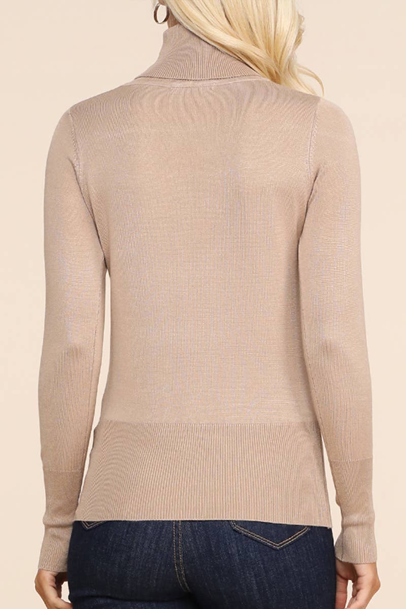AWOSWL285_Stretch Turtle Neck Long Sleeve Pullover Sweater