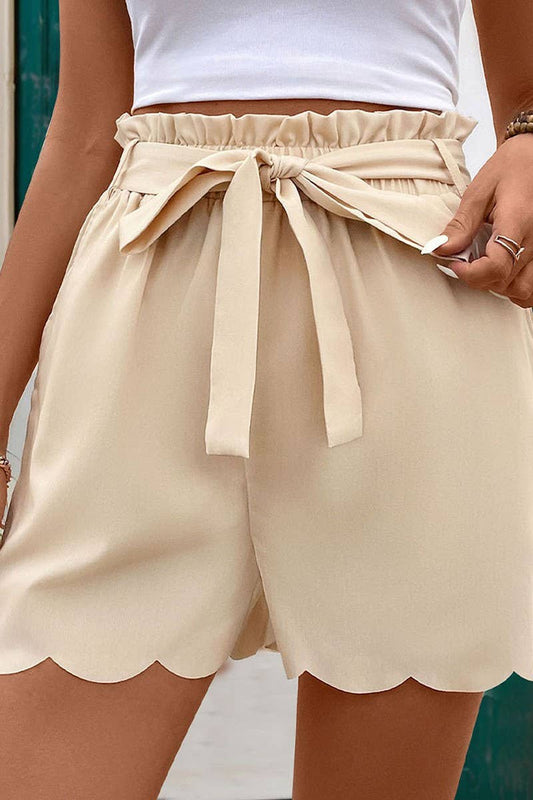 CWBSP0308_SOLID COLOR ELASTIC WAIST SHORTS WITH LACES