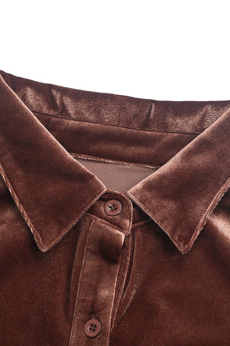 CWTSTL1645_LONG SLEEVE LAPEL SHIRT CARDIGAN TOP