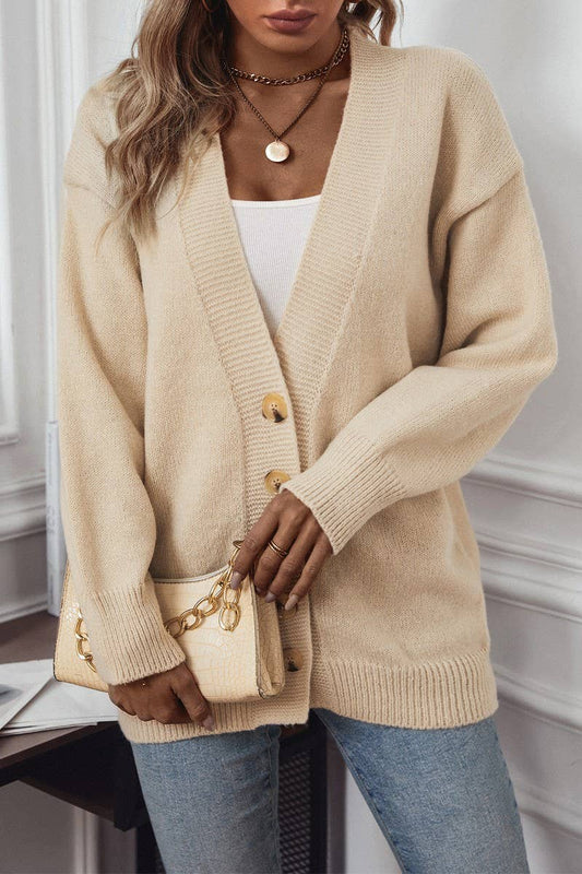 CWOCAL0863_SOLID COLOR SINGLE-BREASTED KNITTED SWEATER COAT