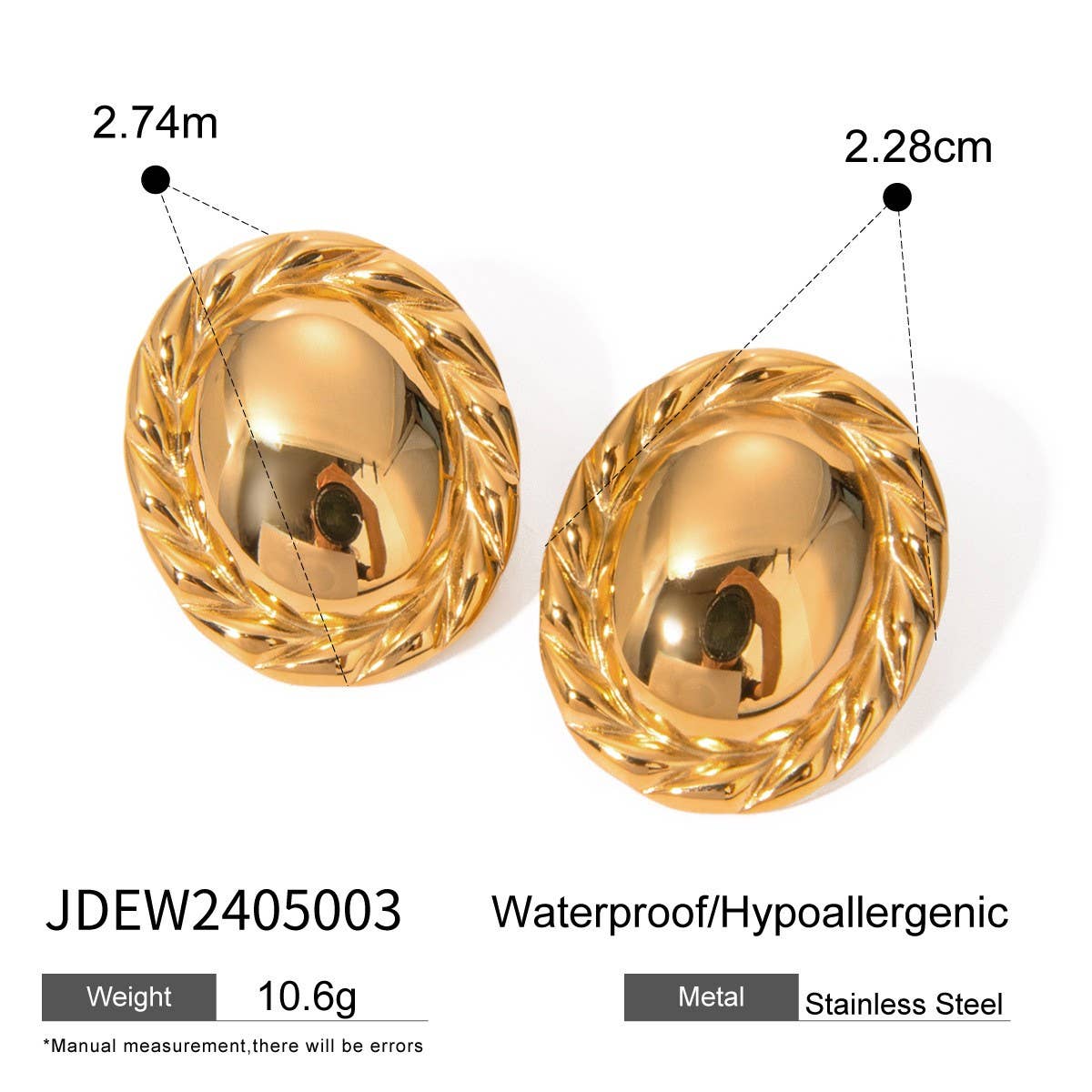 LIGHT LUXURY HORIZONTAL STRIPED ROUND EARRINGS
