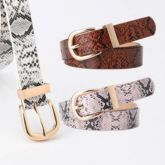 CWABE0937_SIMPLE DECORATIVE SNAKE PRINT BELT