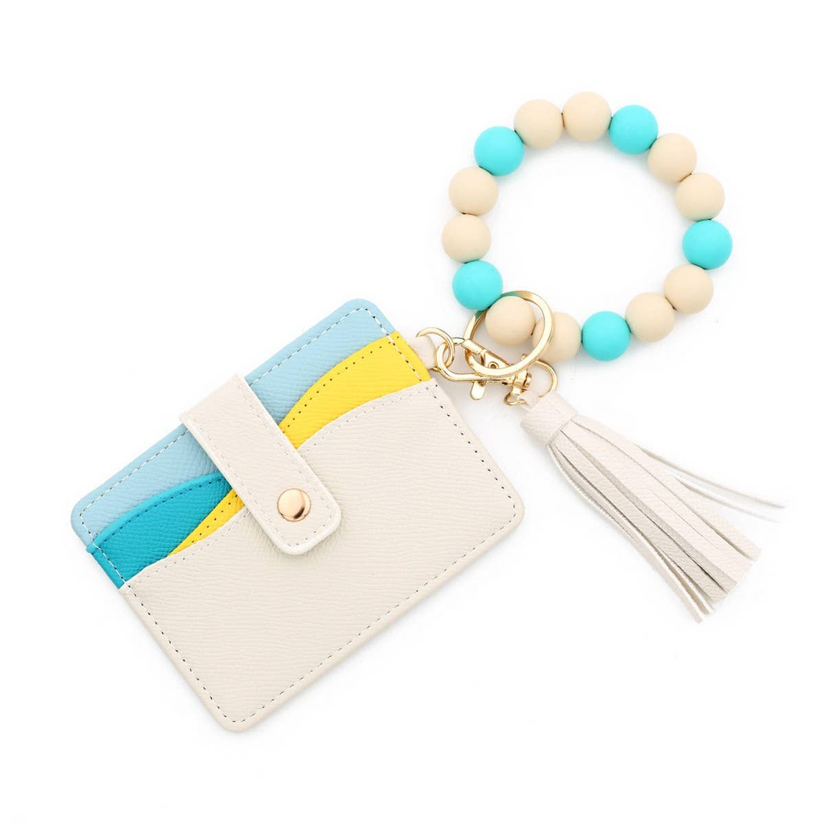 Silicone Bead Bracelet Keychain with ID Wallet_CUAB00446